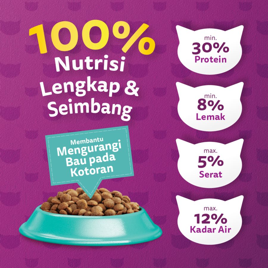 Whiskas Indoor Formula Adult Makanan Kucing Kering 1100gram