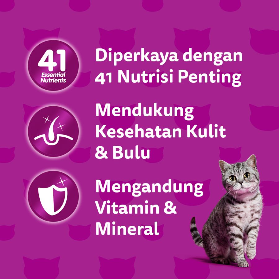 Whiskas Mackerel & Salmon Adult Makanan Kucing Basah Pouch 80gram