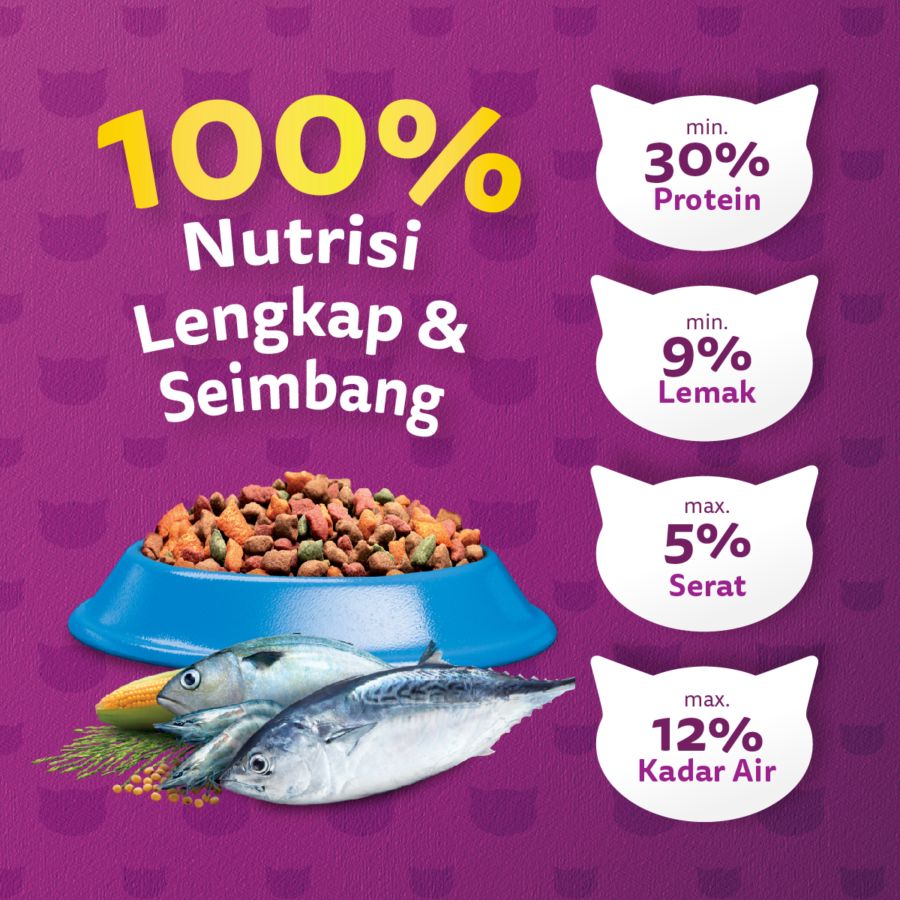 Whiskas Ocean Fish Adult Makanan Kucing Kering 480gram