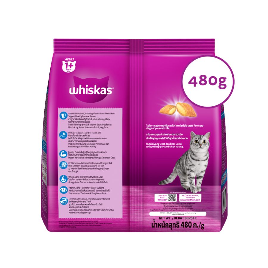 Whiskas Ocean Fish Adult Makanan Kucing Kering 480gram