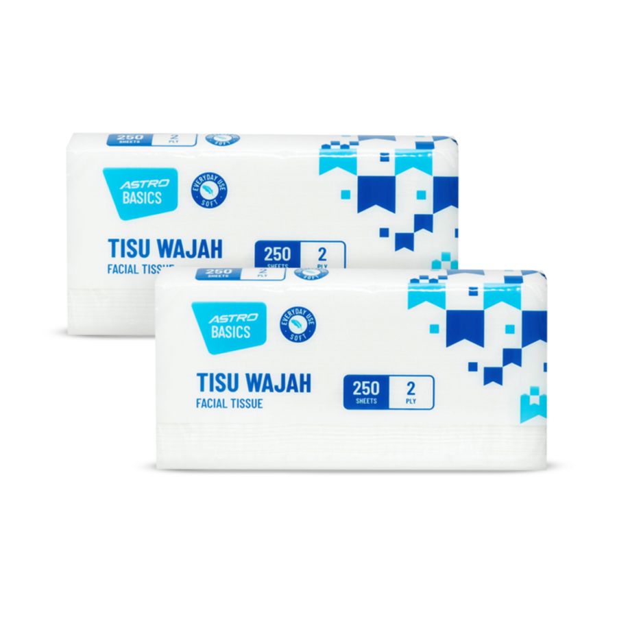 [Bundle 2] Hemat Soft Facial Tissue 250 sheets - Astro Basics 2pcs
