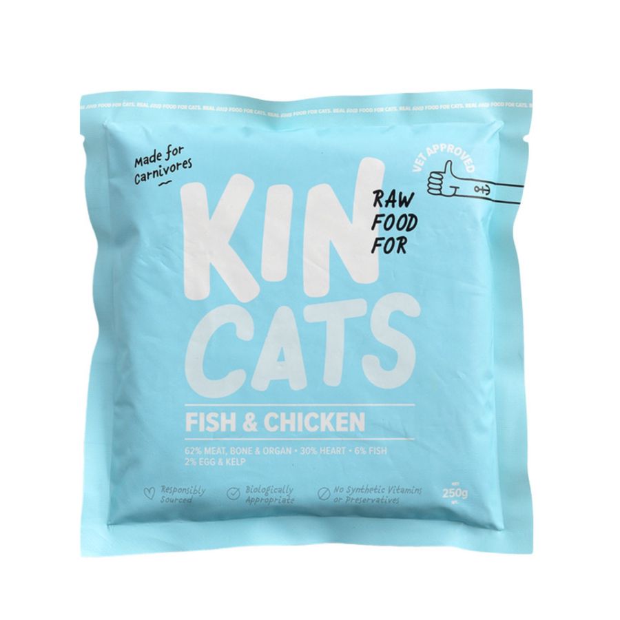 Kin Cats Raw Food Fish & Chicken Makanan Kucing Basah 250gram