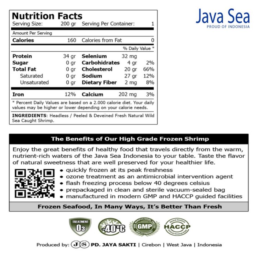 Udang Laut Kupas Bersih L Java Sea 195-205gram