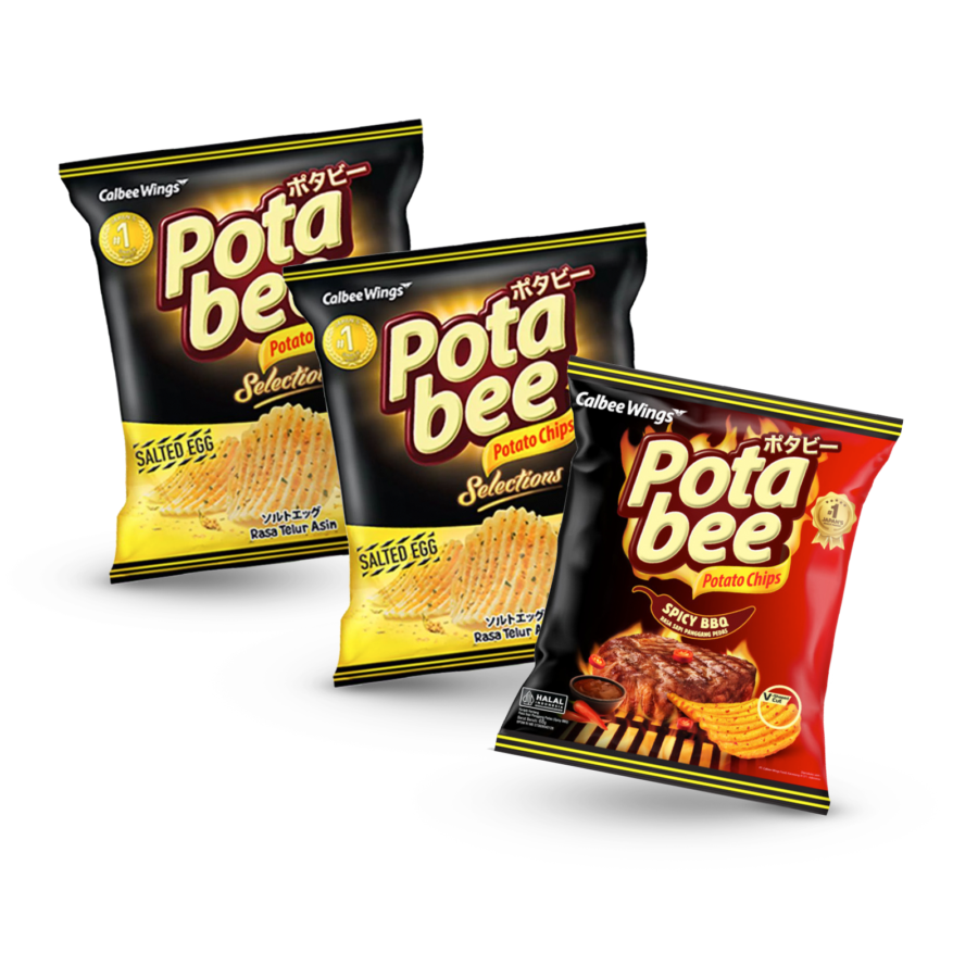 Bundle 2 Potabee Potato Chips Salted Egg 68gr & Potabee Spicy BBQ 68 gr
