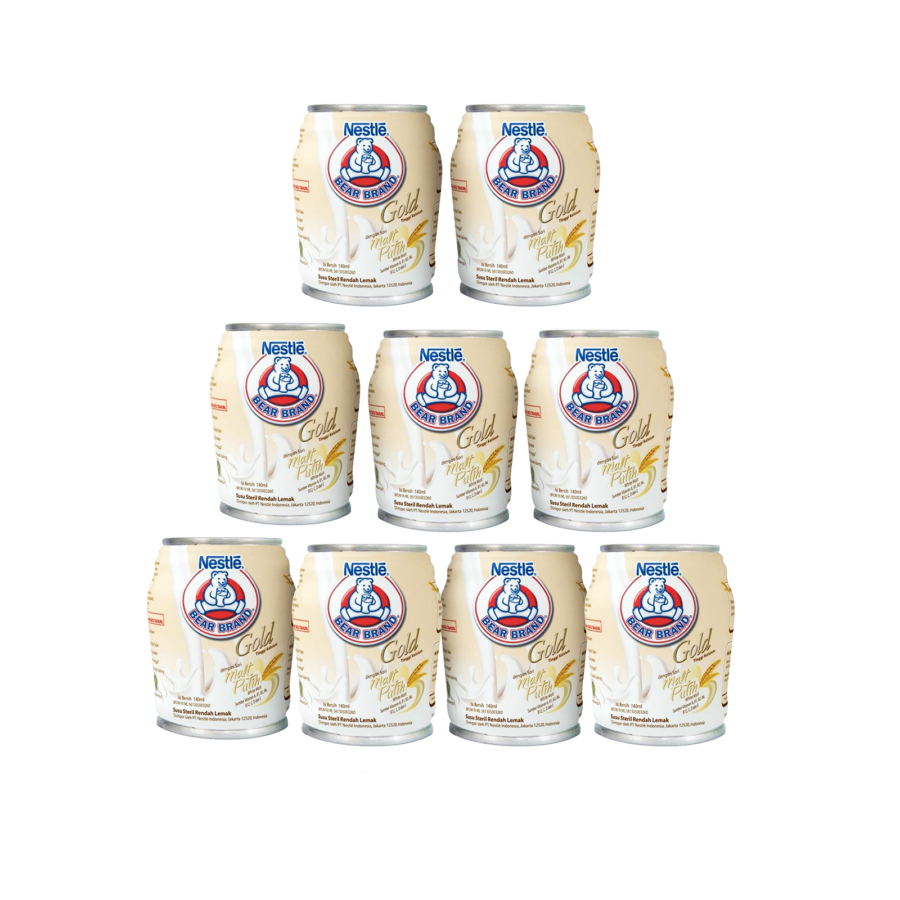 Bundle 9 Bear Brand Gold White Malt Milk 140 ml