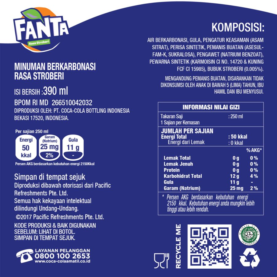 Fanta Strawberry Minuman Soda Botol 390ml
