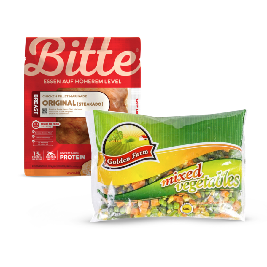 [Paket Hemat] Golden Farm Sayuran Beku 500 gr & Bitte Dada Ayam Original 120 gr