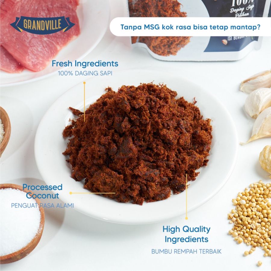 Grandville Crunchy Beef Floss Abon Sapi Spicy 100gram