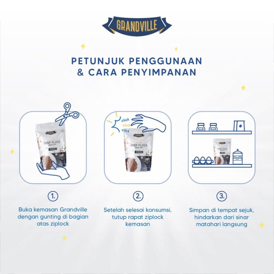 Grandville Crunchy Beef Floss Abon Sapi Spicy 100gram