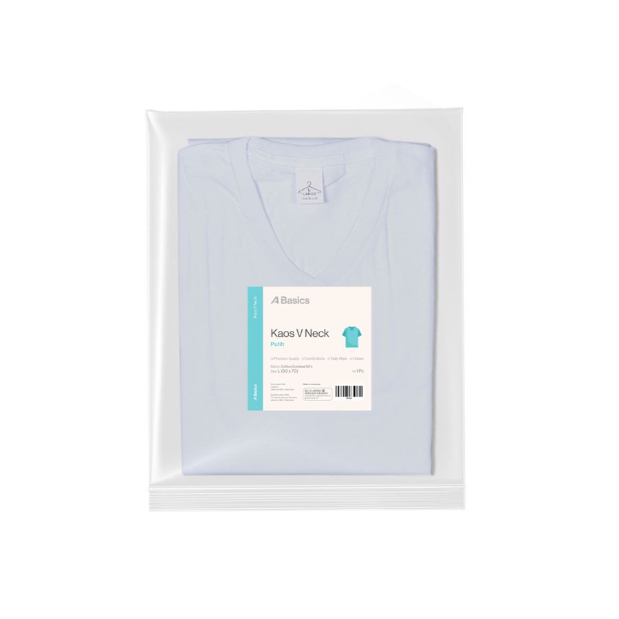 Kaos V neck Putih L - ABasics