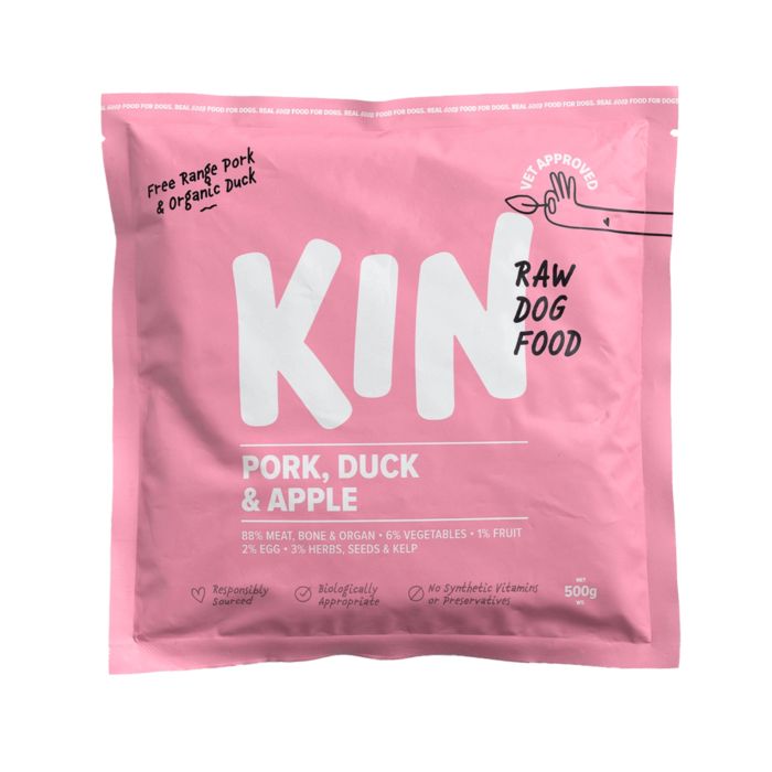 Kin Raw Dog Food Pork, Duck & Apple Makanan Anjing