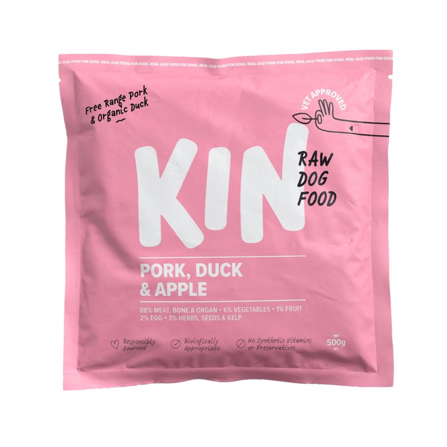 Kin Raw Dog Food Pork, Duck & Apple Makanan Anjing 500gram