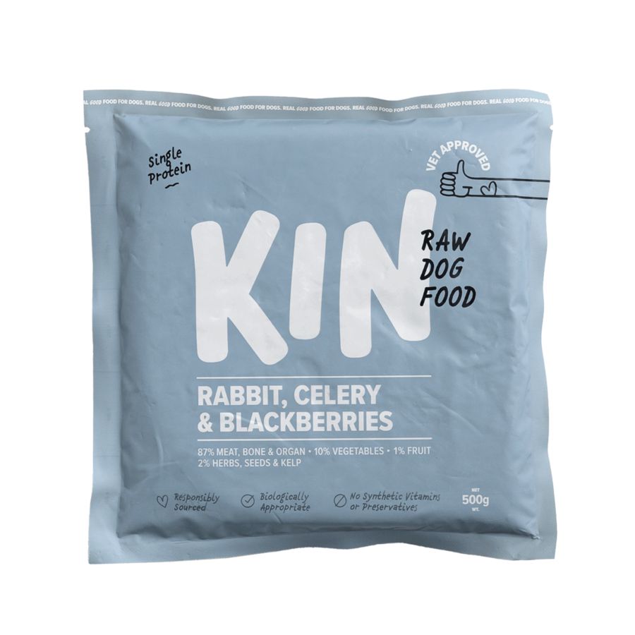 Kin Raw Dog Food Rabbit, Celery & Blackberries Makanan Anjing 500gram
