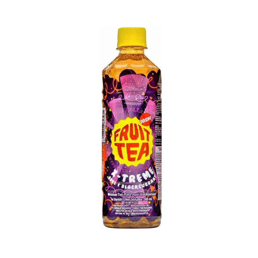 Sosro Fruit Tea X-Treme Apel-Blackcurrant Botol 500ml