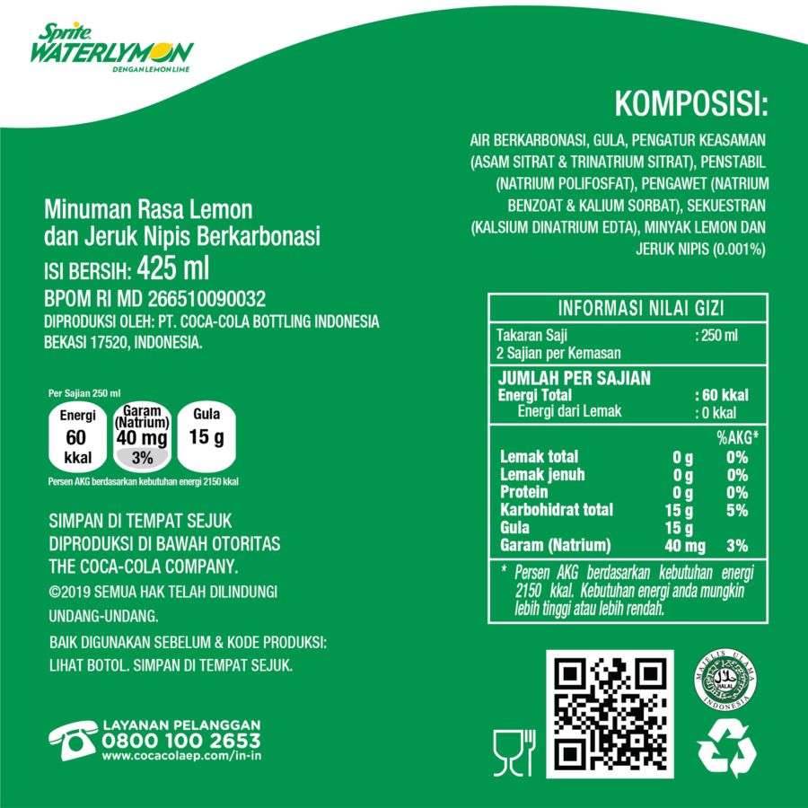 Sprite Waterlymon Minuman Soda Botol 425ml