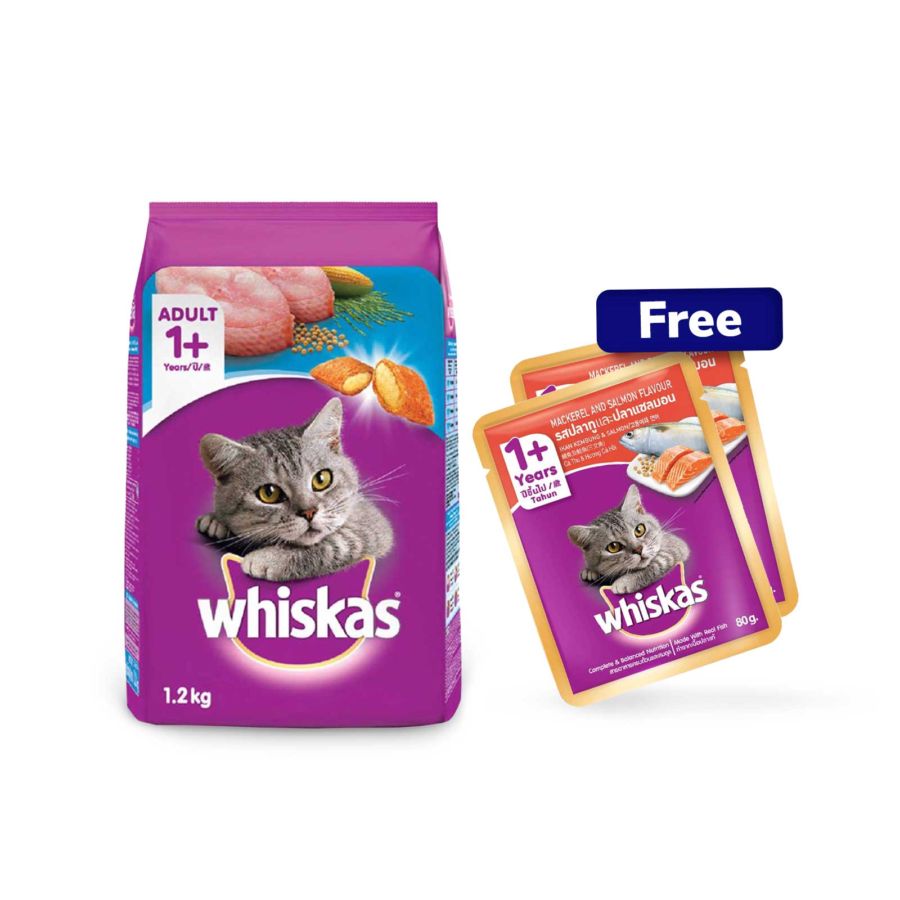 Whiskas Ocean Fish Dry Cat Food Gratis 2 Whiskas Pouch