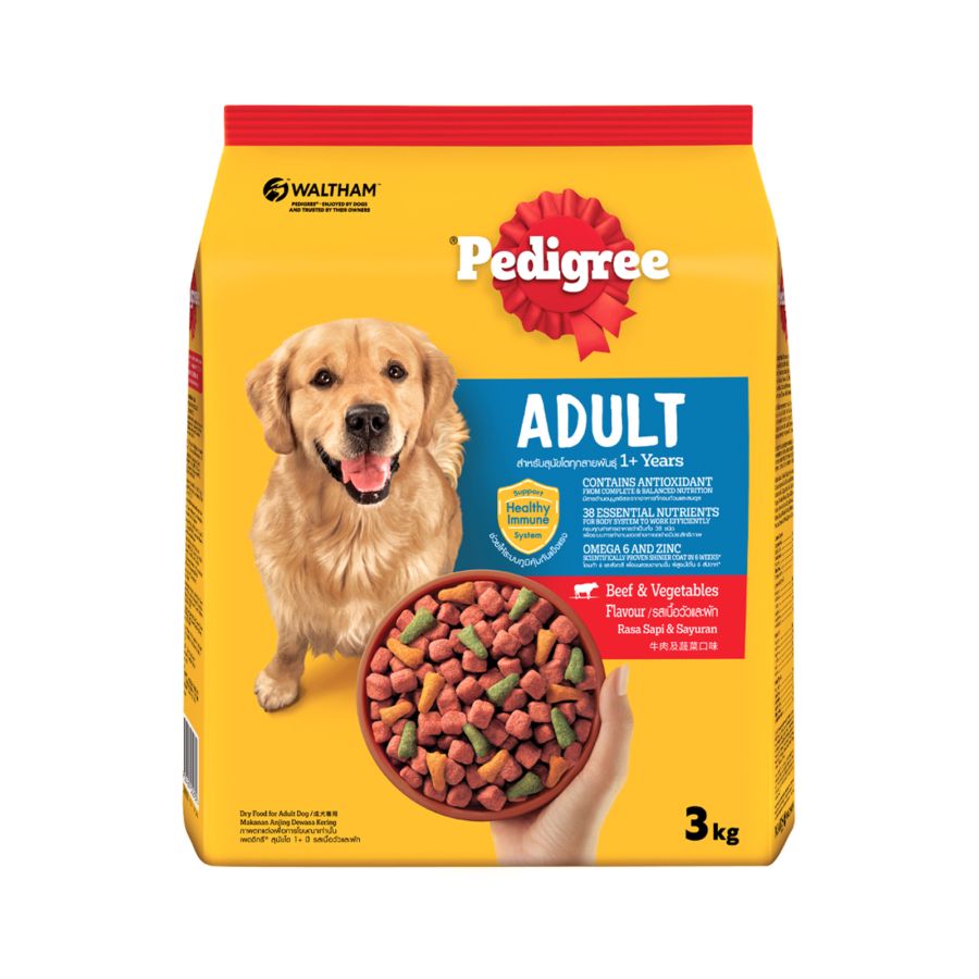 Pedigree Makanan Anjing Kering Rasa Daging Sapi & Sayuran 3kg