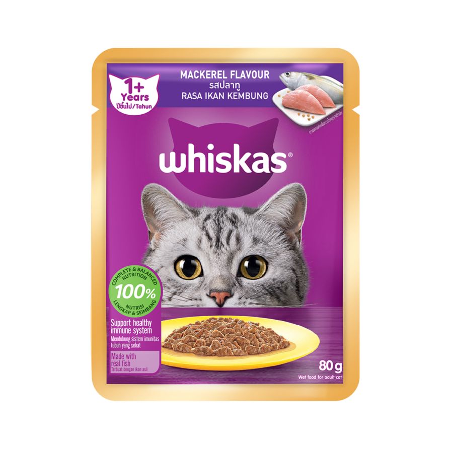 Whiskas Pouch Adult Mackerel 80gram