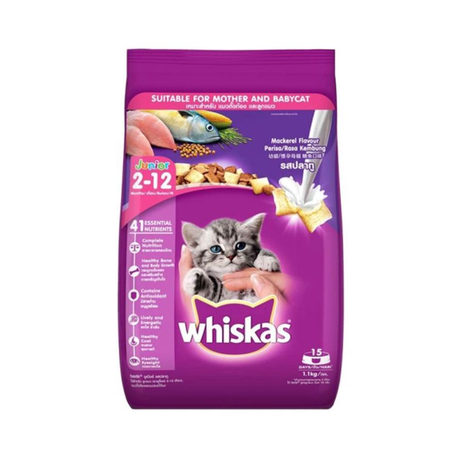 Whiskas Mackerel Junior Makanan Kucing 1100gram