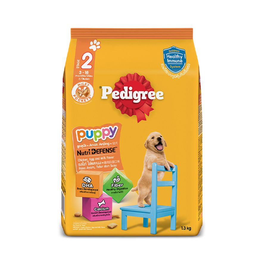 Pedigree Puppy Chicken, Egg & Milk Makanan Anjing Kering 1300gram