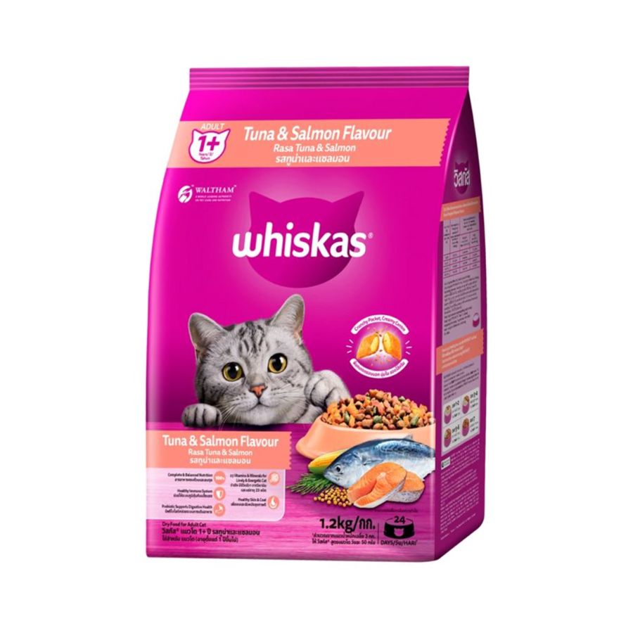 Whiskas Makanan Kering Untuk Kucing Dewasa Rasa Tuna & Salmon 1200gram