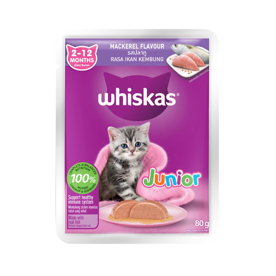 Whiskas Junior Wet Cat Food Mackerel Pouch 80gram