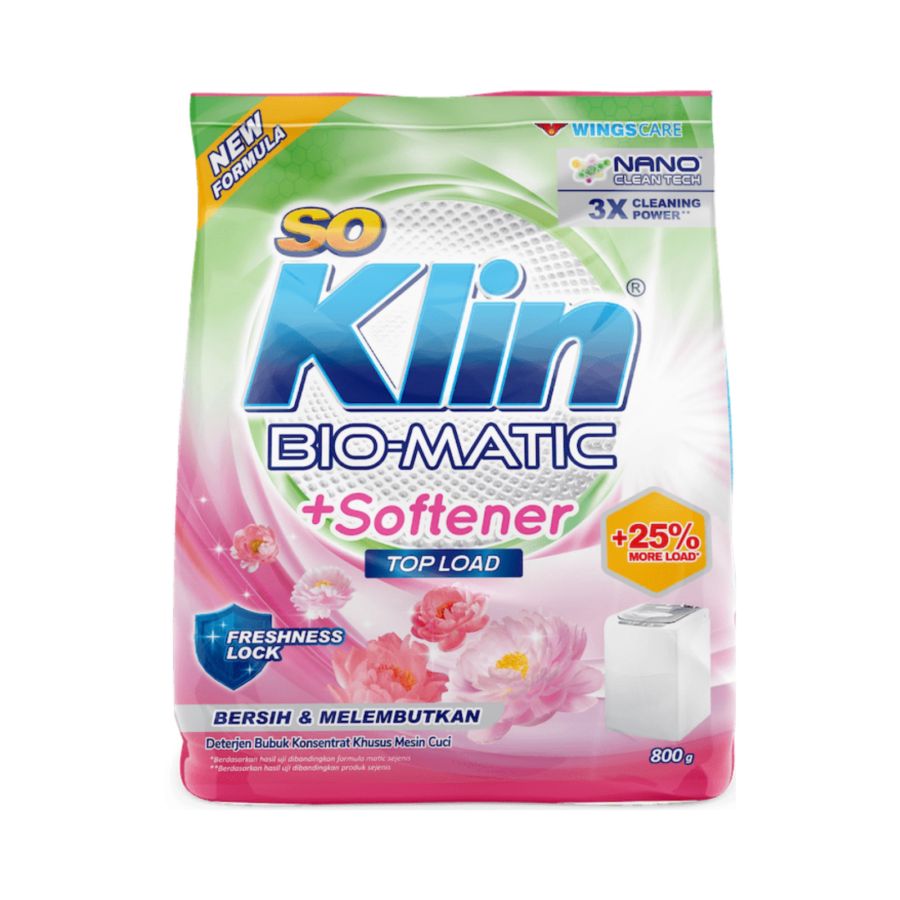 SoKlin Bio Matic Powder Top Load Plus Softener Deterjen Bubuk 800gram