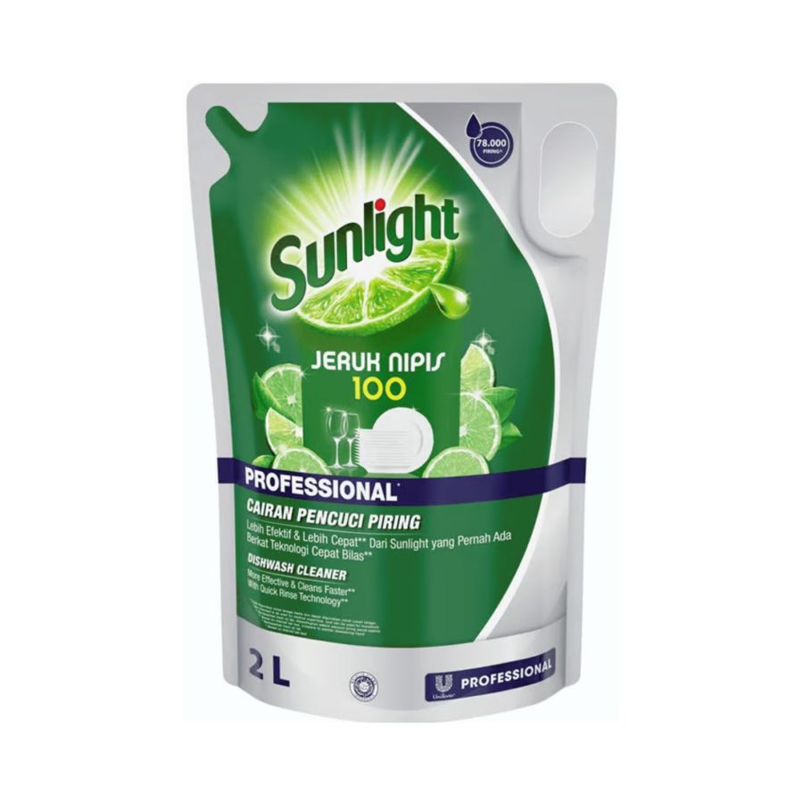 Sunlight Professional Sabun Cuci Piring Cair Jeruk Nipis Pouch 2liter