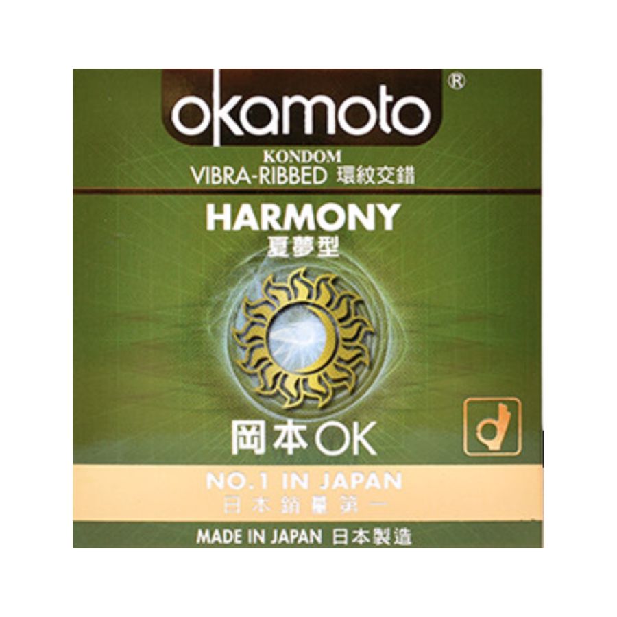 Okamoto Harmony Vibra Ribbed Box 3sachets