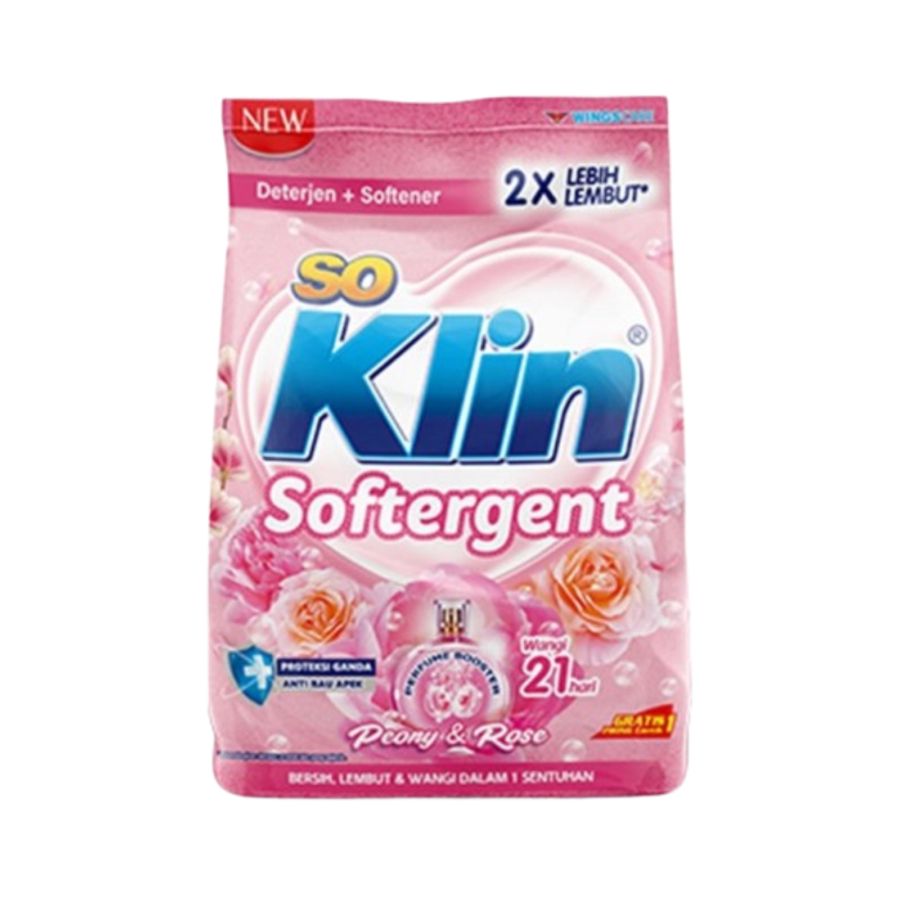 SoKlin Powder Detergent Soft Pink Bag/Deterjen Bubuk  770gram