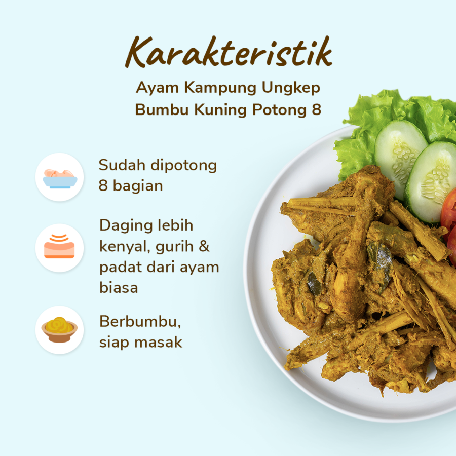Ayam Kampung Ungkep Bumbu Kuning Potong 8 600-700gr