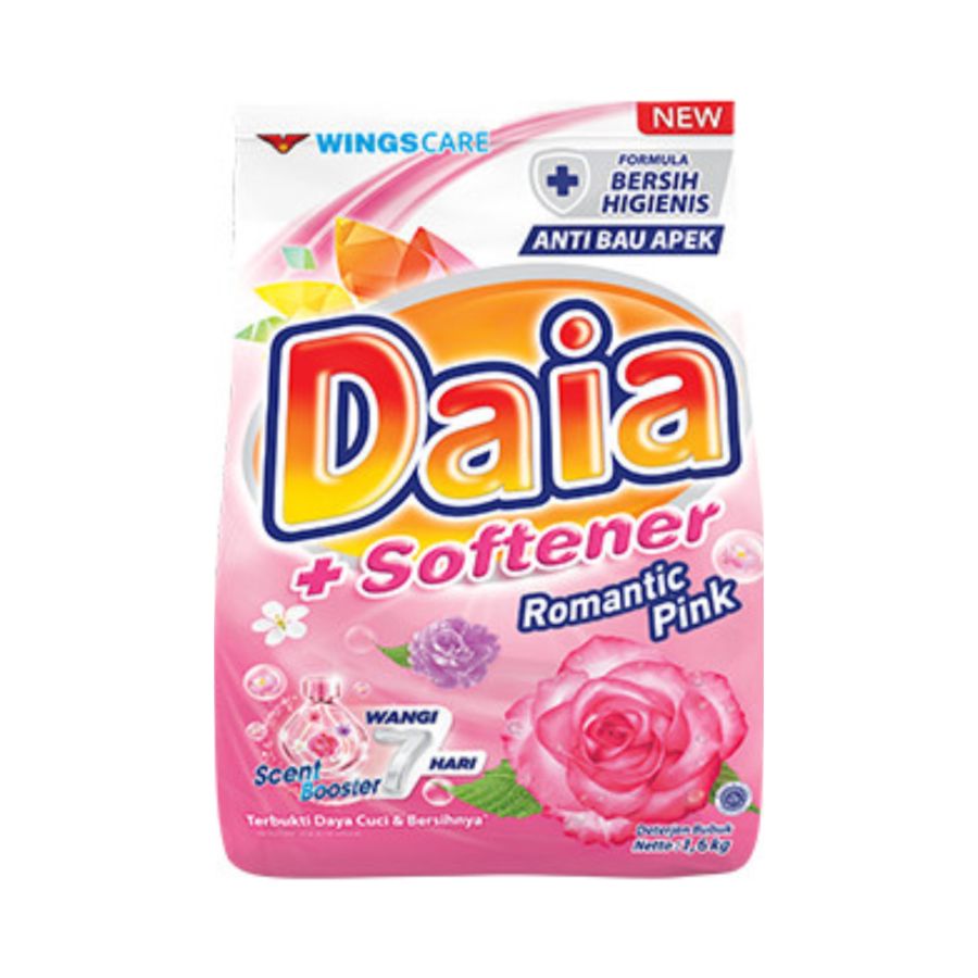 Daia Powder Detergent Romantic Pink 1.6kg/Deterjen Bubuk 1600gram