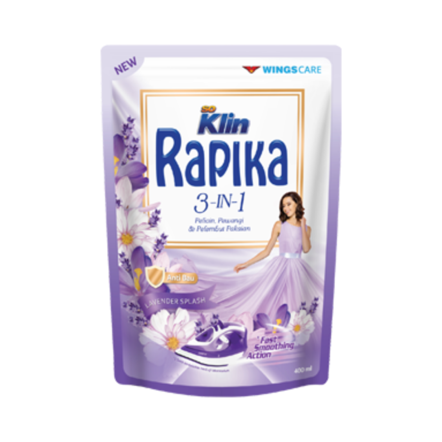 Rapika Pelicin Pakaian Lavender Splash/Pelicin Pewangi Pakaian 400ml