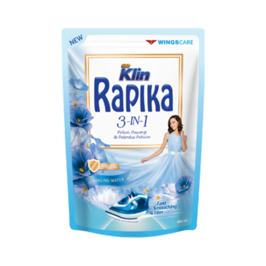 Rapika Biru Pelicin Pewangi Pakaian Pouch 400ml