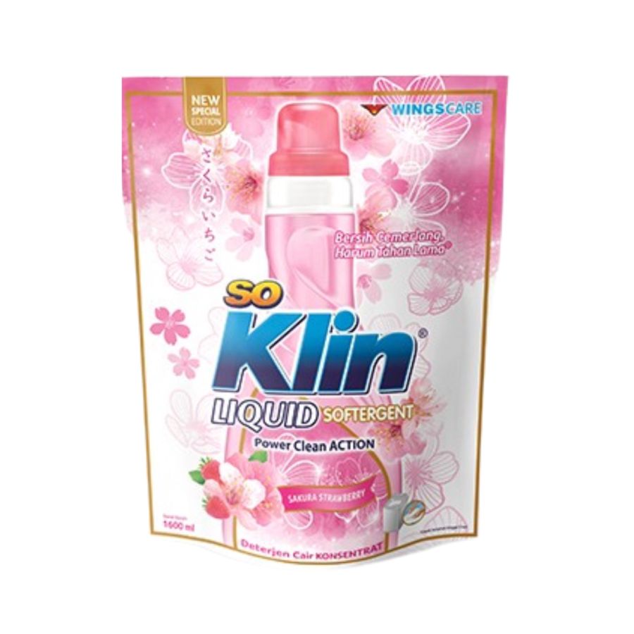 SoKlin Deterjen Cair Sakura Strawberry 1600 ml/Deterjen Cair 1pcs