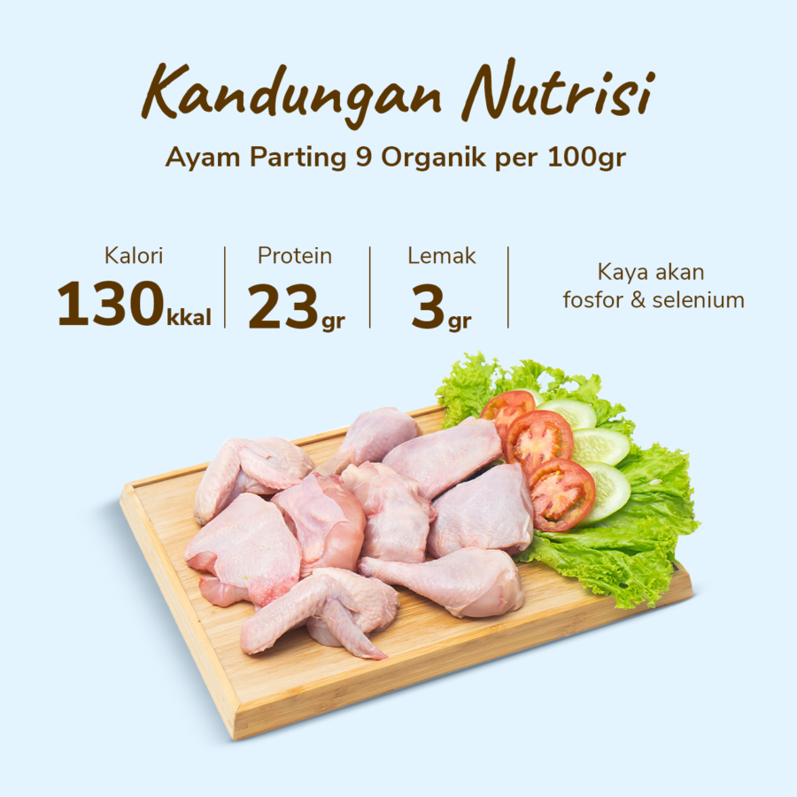 Ayam Organik Parting 9 Berkah Chicken 800-900gram