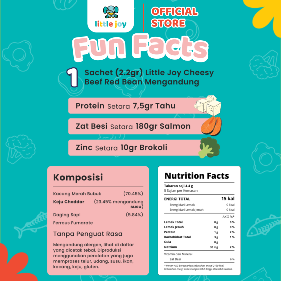 Little Joy Bubuk Tabur Cheesy Beef Red Bean MPASI 22gr 10pcs
