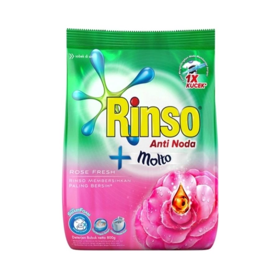 Rinso Molto Powder Detergent Rose Fresh 770gr/Deterjen Bubuk 770gram