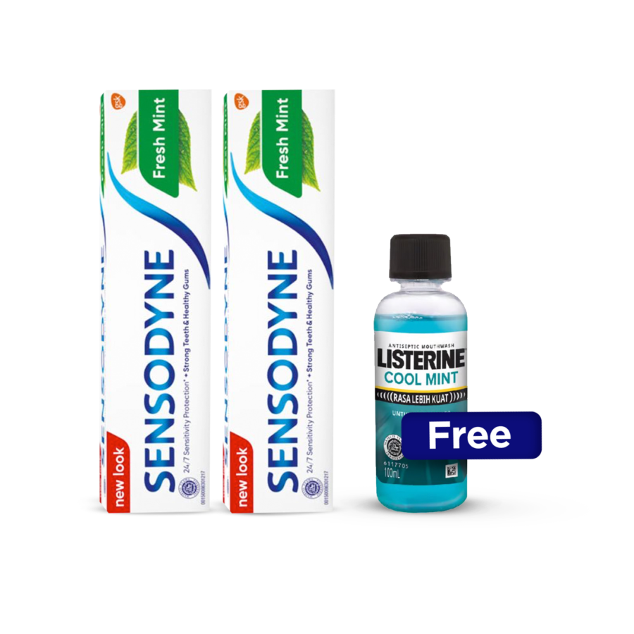Buy 2 Sensodyne Toothpaste Fresh Mint Tube Free Listerine Cool Mint 100ml 1pcs