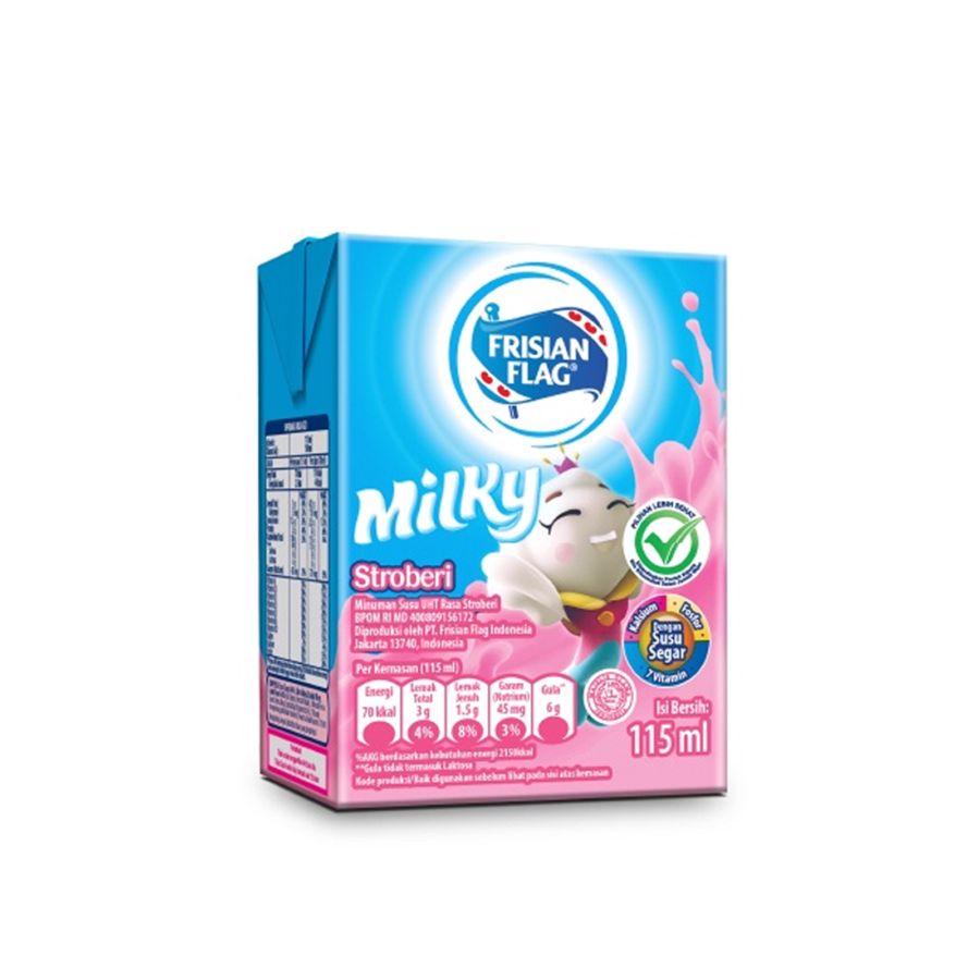 Frisian Flag Milky Zuzhu Susu UHT Strawberry 115ml 1pcs