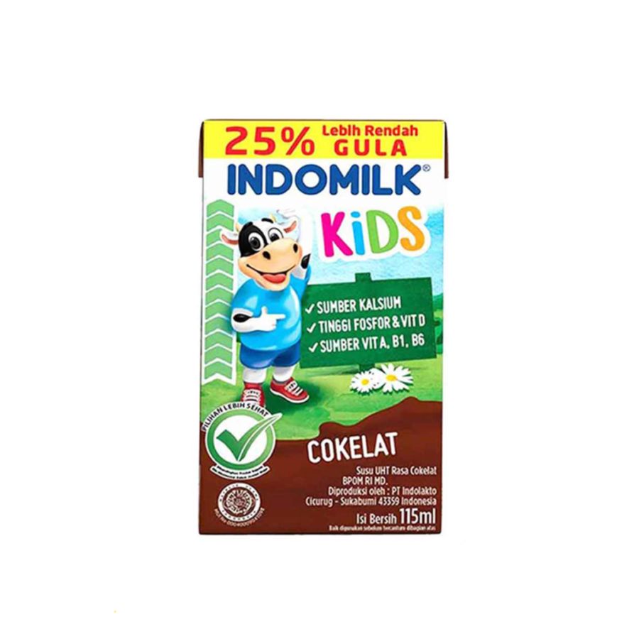 Indomilk Kids Chocolate Less Sugar Susu UHT 115ml