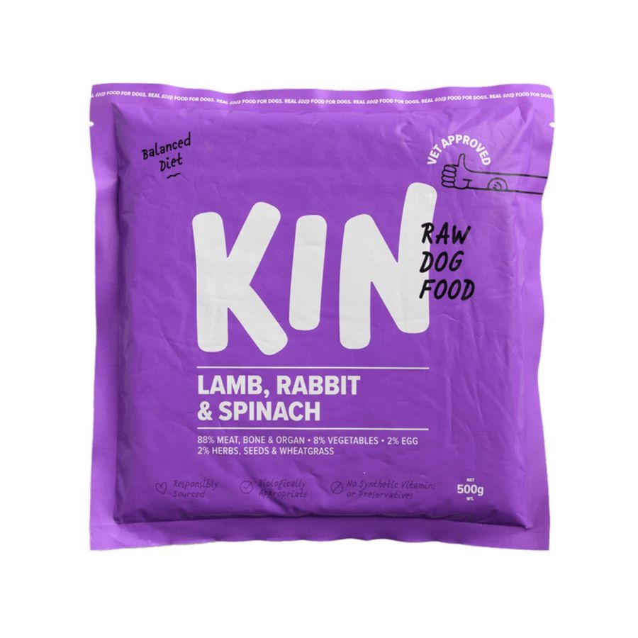 Kin Raw Dog Food Lamb, Rabbit & Spinach Makanan Anjing 500gram