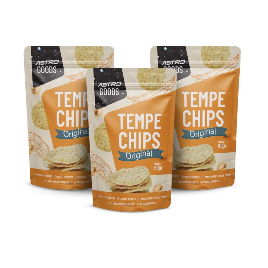Paket 3 Tempe Chips Original Non MSG 60gr Astro Goods