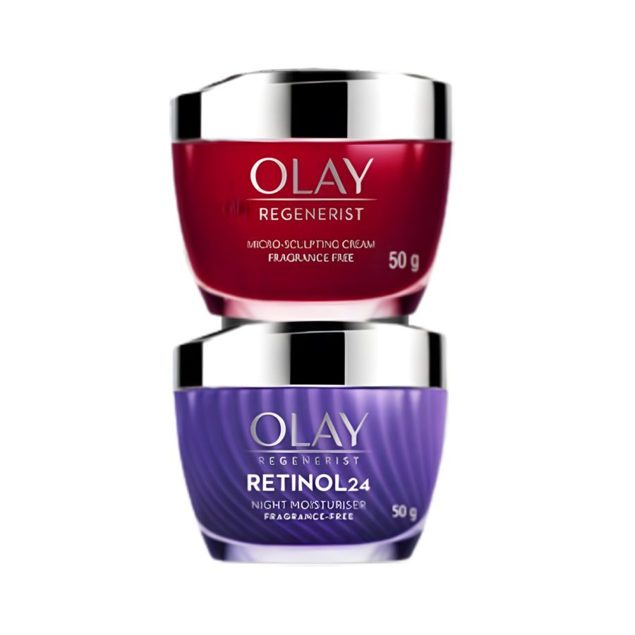 Olay Regenerist Micro Sculpting Day Cream + Retinol 24 Night Cream Niacinamide Skincare Perawatan Wajah Antiaging 50gram