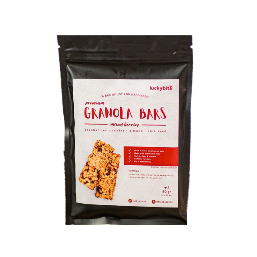 Lucky Bite Premium Granola Bars Mixed Berries 1 pack isi 2pcs x 40gr