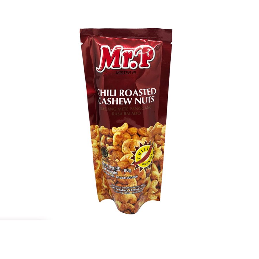 Mr. P Chili Roasted Cashew Nuts - Kacang Panggang Mete Rasa Balado 80gram 80gram