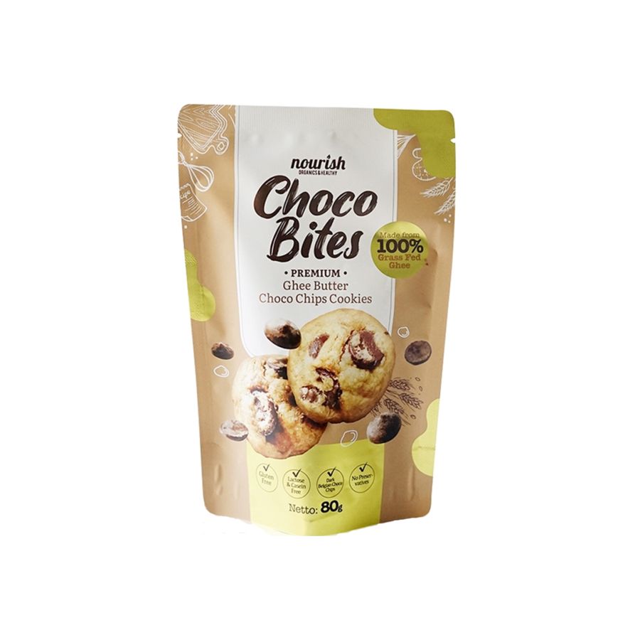 Nourish Choco Bites Premium Ghee Butter Choco Chips Cookies 80gram