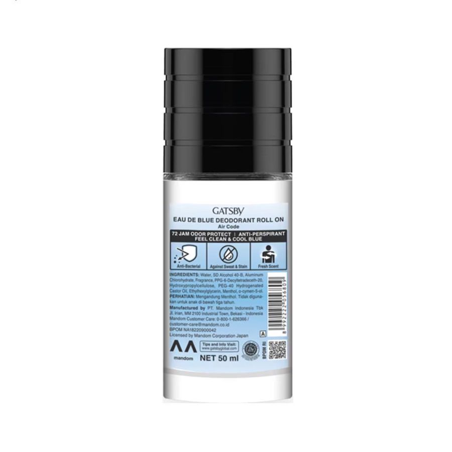 Gatsby Eau De Blue Air Code Deodorant Roll On 50ml