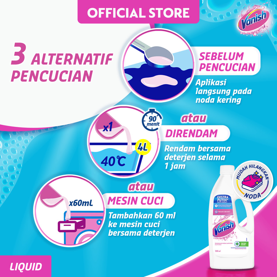 Vanish White Cair Bottle 500ml/Penghilang Noda Pakaian 1pcs