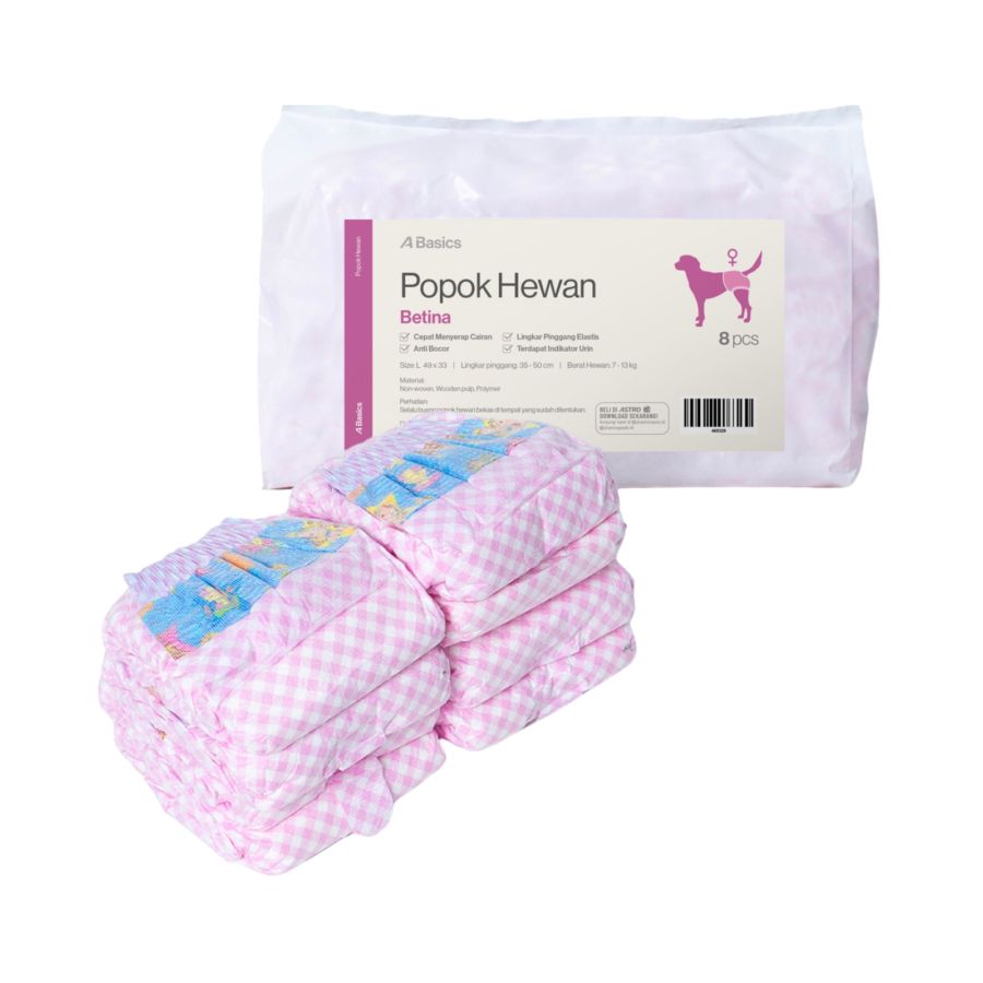 Popok Hewan Betina Size L - A Basics 8pcs